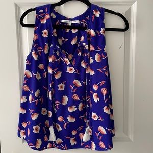 Collective Concepts Blue Floral Sleeveless Blouse